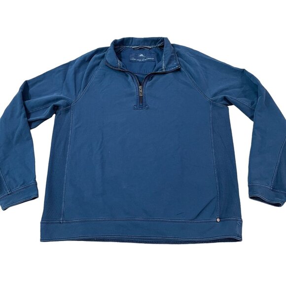Tommy Bahama Men's Cotton Blend Blue Pullover 1/4 Zip Sweatshirt Size Large - Picture 1 of 6
